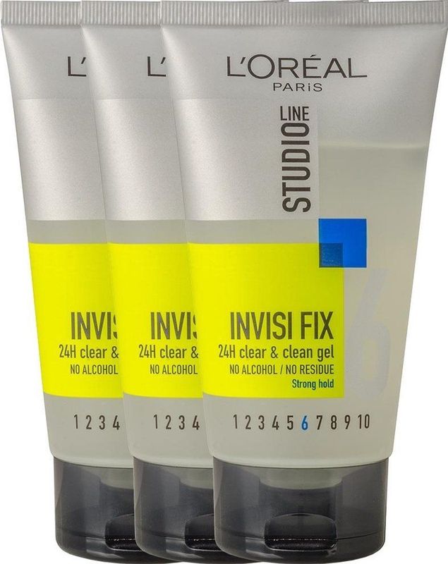 L'Oréal Paris Studio Line Invisi Fix 24H Clear & Clean Gel Strong - 3 x 150 ml - Voordeelverpakking