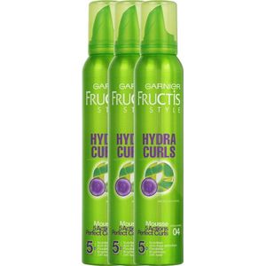 3x Garnier Fructis Style Styling Mousse Hydra Curls Extra Strong 200 ml