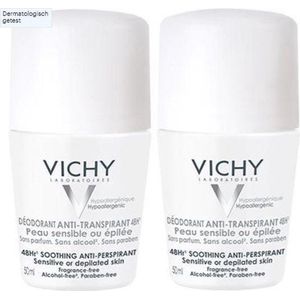Vichy Anti-Transpiratie Deodorant 48u - voor een Gevoelige of Geëpileerde Huid - Roller - Voordeelbundel 2x 50ml