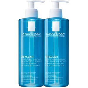 La Roche-Posay Effaclar Schuimende Reinigingsgel - Gezichtsreinigingsmiddel - voor een vette Huid met Neiging tot Acne - Voordeelbundel 2x 400ml