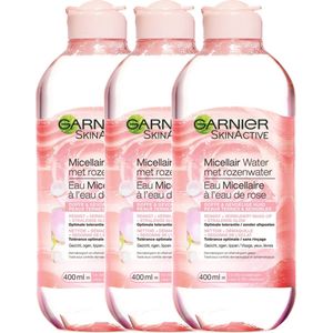 3x Garnier SkinActive Rozenwater Micellair Reinigingswater 400 ml