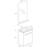 Fonteinmeubelset differnz tight 40x22 cm met spiegel en planchet wit