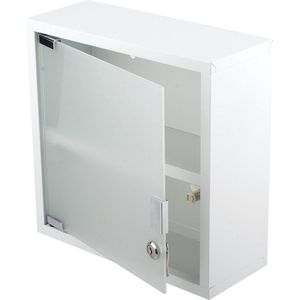 Differnz Quadro kubuskast 30x30x12cm met satin glas zonder kruis met slot wit 36.012.02