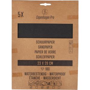 Copenhagen Pro schuurpapier - waterproof - korrel 180 - 5 stuks - 28 x 23 cm