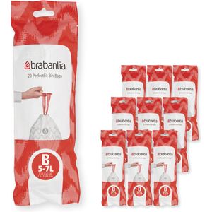 Brabantia PerfectFit Multipack vuilniszakken (code B/5 l, zeer robuust, met intrekbare handgrepen, 10 rollen (200 zakken)