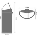 Brabantia - Touch Bin Prullenbak - 10+23 Liter - Matt Steel - Afvalscheiding