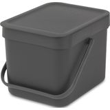 Brabantia - Sort & Go Prullenbak - Dark Grey - 6 Liter - Duurzaam Gecertificeerd
