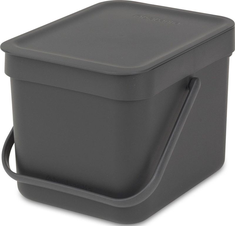 Brabantia - Sort & Go Prullenbak - Dark Grey - 6 Liter - Duurzaam Gecertificeerd