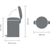 Brabantia NewIcon Prullenbak - Matt Steel - 12 Liter - Antislip Bodem