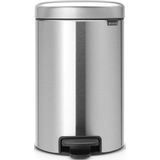 Brabantia NewIcon Prullenbak - Matt Steel - 12 Liter - Antislip Bodem
