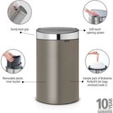 Brabantia - Touch Bin - Prullenbak - Platinum/Matt Steel - 40 liter