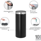 Brabantia - Touch Bin - Prullenbak - Matt Black - 30 liter - Fingerprint Proof Deksel