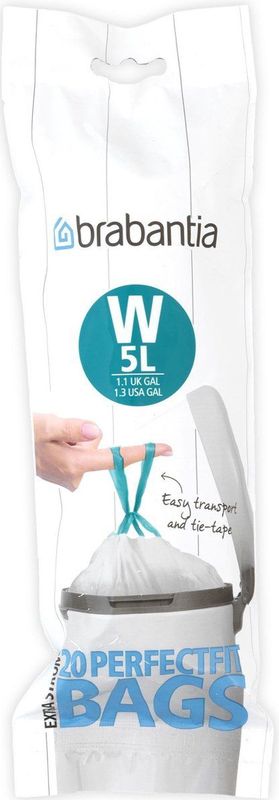 Brabantia - PerfectFit Afvalzak - 5L - 20 Stuks - Scheurvast Plastic