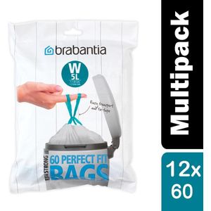 Brabantia afvalzak 5 liter code W met Trekbandsluiting - Doos 12 x 60 stuks