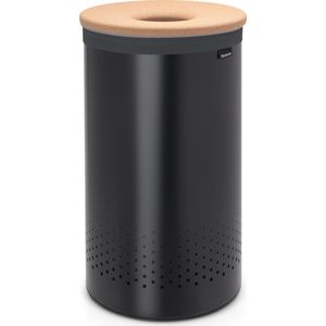 Brabantia Wasmand met Deksel 60 l Matt Black / Kurken deksel