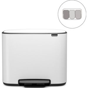 Brabantia Bo Pedaalemmer - Afvalscheiding - Wit - 3 x 11 Liter