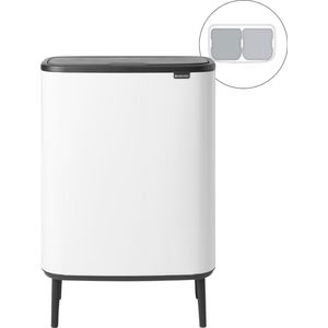 Brabantia Bo Touch Bin Hi Prullenbak 2 x 30 liter Afvalscheiding White
