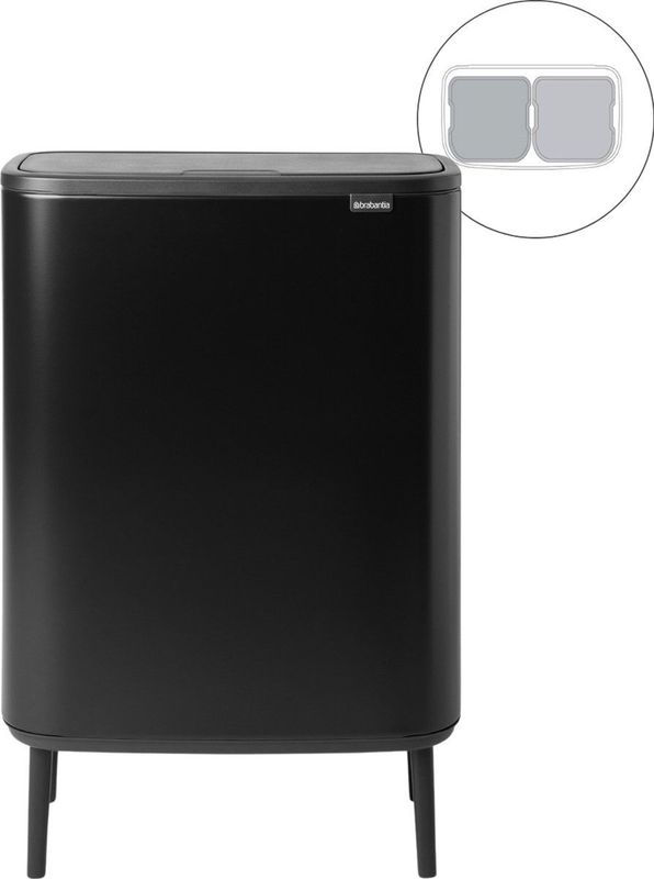Brabantia - Bo Touch Bin Hi - Prullenbak - Matt Black - 2 x 30 liter