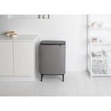 Brabantia Bo Touch Bin Hi Prullenbak - 2 x 30 Liter - Mineral Concrete Grey - Afvalscheiding