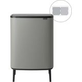 Brabantia Bo Touch Bin Hi Prullenbak - 2 x 30 Liter - Mineral Concrete Grey - Afvalscheiding