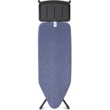 Brabantia Verstelbare Werkhoogte Opvouwbaar Frame, Koordbinder, Transportvergrendeling, Kinderslot, Anti-slip, Solide Stoomunithouder, Denim Blue, Strijkplank C (124 x 45 cm)