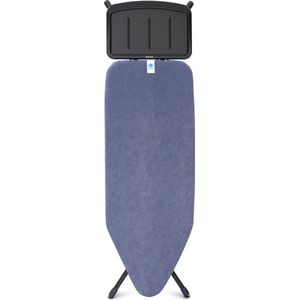 Brabantia Verstelbare Werkhoogte Opvouwbaar Frame, Koordbinder, Transportvergrendeling, Kinderslot, Anti-slip, Solide Stoomunithouder, Denim Blue, Strijkplank C (124 x 45 cm)