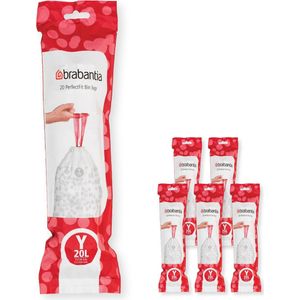 Brabantia PerfectFit Multipack (Code Y/20 liter), zeer robuust, met intrekbare handgrepen, 6 rollen (120 zakken)