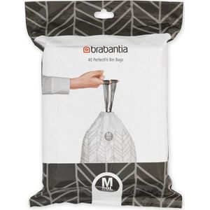 Brabantia PerfectFit afvalzakken (code M/60 liter), zeer robuust, met intrekbare handgrepen (40 zakken)