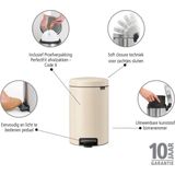 Brabantia NewIcon Prullenbak - Soft Beige - 12 Liter - Kunststof Binnenemmer