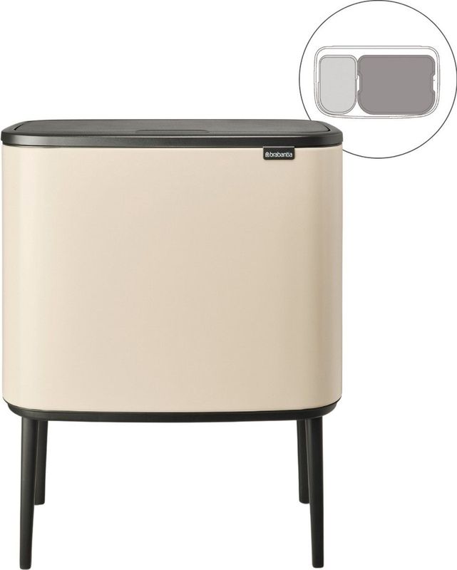 Brabantia - Bo Touch Bin - Prullenbak - Soft Beige - 11 + 23 Liter - Afvalscheiding