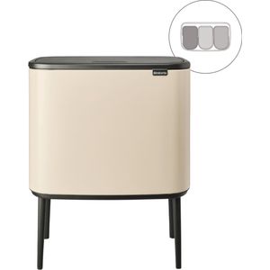 Brabantia - Bo Touch Bin - Prullenbak - Soft Beige - 3 x 11 liter - Afvalscheiding