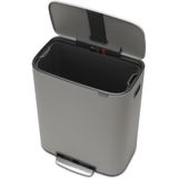 Brabantia - Bo Prullenbak - 60 Liter - Mineral Concrete Grey - Ruimtebesparend