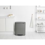 Brabantia - Bo Prullenbak - 60 Liter - Mineral Concrete Grey - Ruimtebesparend