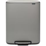 Brabantia - Bo Prullenbak - 60 Liter - Mineral Concrete Grey - Ruimtebesparend