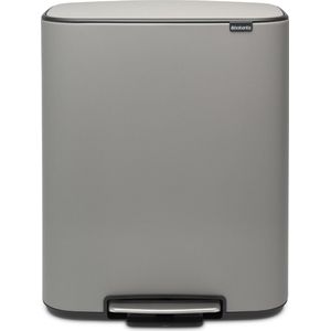 Brabantia - Bo Prullenbak - 60 Liter - Mineral Concrete Grey - Ruimtebesparend