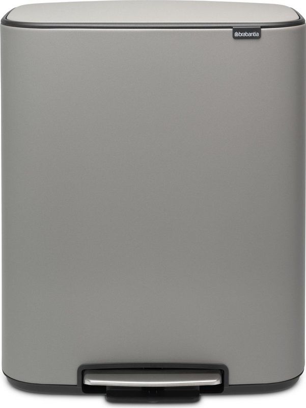 Brabantia - Bo Prullenbak - 60 Liter - Mineral Concrete Grey - Ruimtebesparend