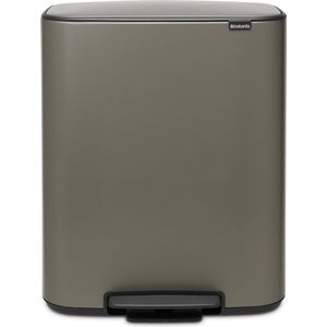 Brabantia - Bo Prullenbak - 60 Liter - Platinum - Ingebouwde Handgrepen