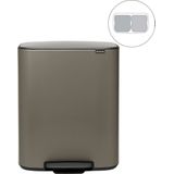 Brabantia - Bo Prullenbak - 2 x 30 l - Platinum