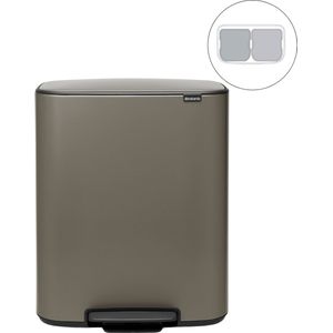 Brabantia Bo Prullenbak 2 x 30 liter Afvalscheiding Platinum