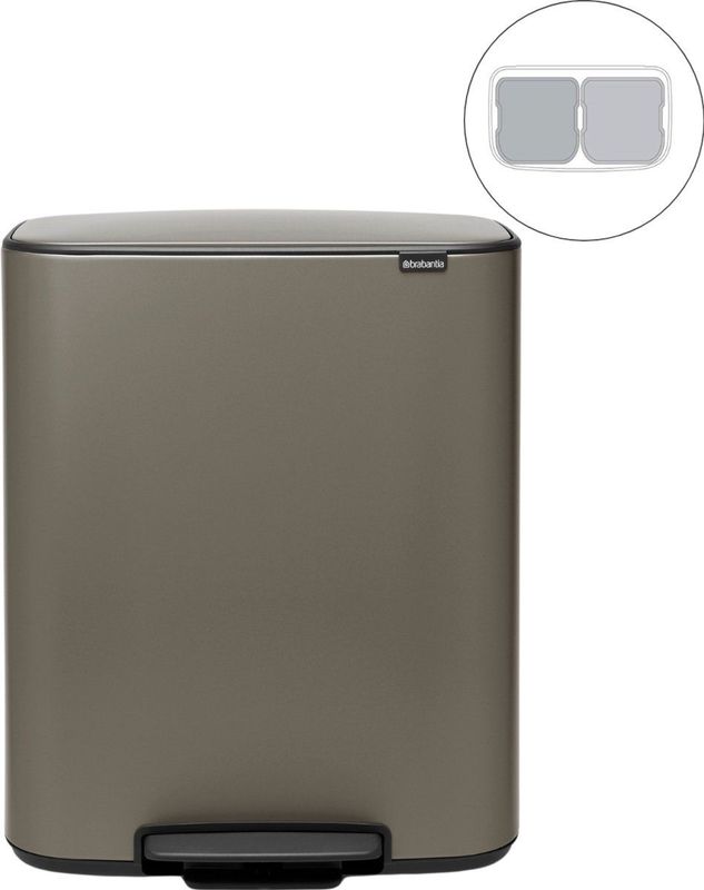 Brabantia - Bo Prullenbak - 2 x 30 l - Platinum