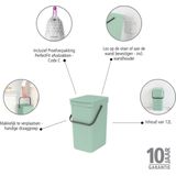 Brabantia - Sort & Go - Prullenbak - Jade Green - 12 Liter