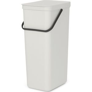 Brabantia Sort & Go Prullenbak - Light Grey - 40 Liter - Ruimtebesparend Design