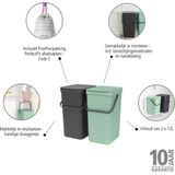 Brabantia Sort & Go Prullenbak - Jade Green/Grey - 2 x 12 Liter