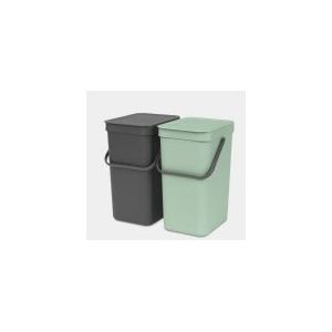 Brabantia Sort & Go Inbouw Prullenbak - 2 x 12 liter - Jade Green/Grey