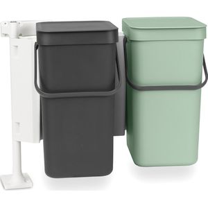 Brabantia Sort & Go Inbouw Prullenbak - 2 x 12 liter - Jade Green/Grey