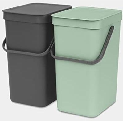 Brabantia Sort & Go Prullenbak - Jade Green/Grey - 2 x 12 Liter