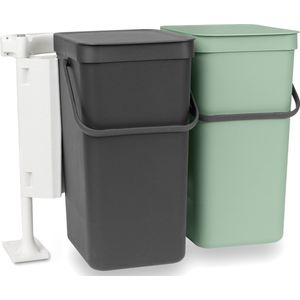 Brabantia Sort & Go Inbouw Prullenbak - 2 x 16 liter - Jade Green/Grey