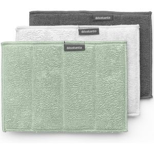 Brabantia SinkSide Microvezeldoekjes - Set van 3 - 16 x 22 cm - Light Grey, Dark Grey en Jade Green