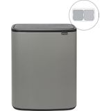Brabantia - Bo Touch Bin - Prullenbak - 2 x 30 liter - Mineral Concrete Grey