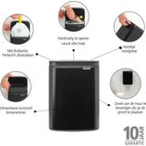 Brabantia - Bo Prullenbak - Matt Black - 4 Liter - Ruimtebesparend